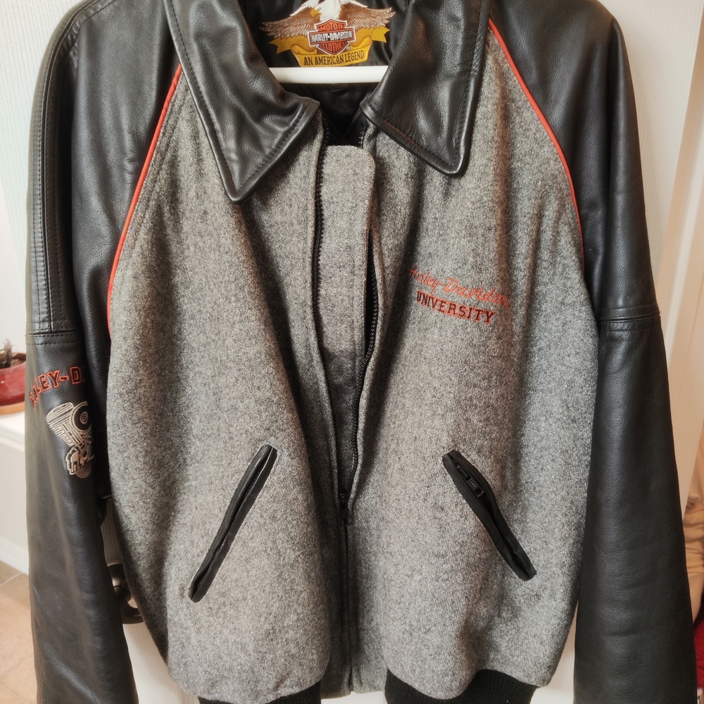 Harley-Davidson Black and Gray Varsity Jacket